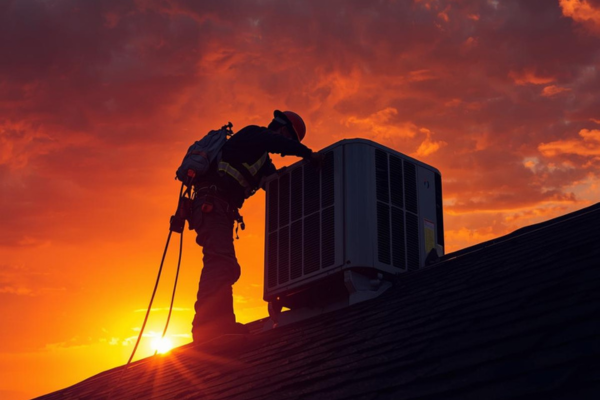 HVAC Technician repairing AC unit
